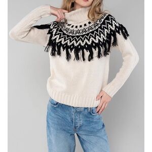 Lovestitch Aspen Cream and Black Rollneck Sweater